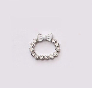 Bowknot Alloy Bling Crystal Lens sticker DIY Phone Case Cover Deco Kit - White