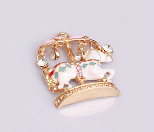 Carrousel Alloy Bling Metal Crystal DIY Phone Case Cover Deco Kit - White