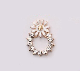 Flower Alloy Bling Crystal Lens sticker DIY Phone Case Cover Deco Kit - White