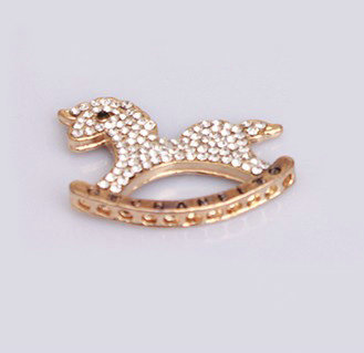 Horse Alloy Bling Metal Crystal DIY Phone Case Cover Deco Kit - Gold