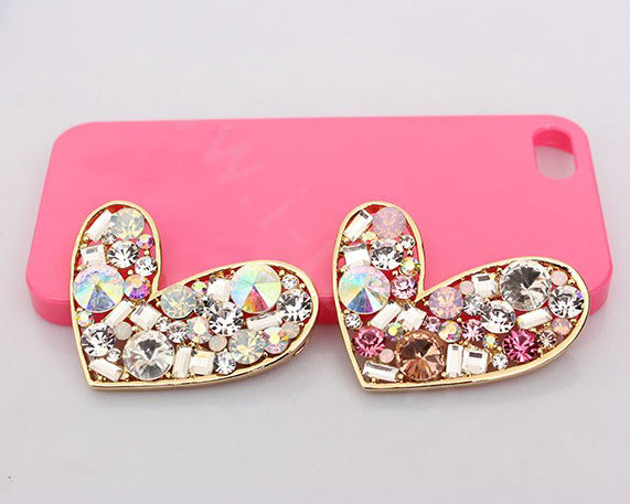 Lover Rhinestone Alloy Crystal Metal DIY Phone Case Cover Deco Kit - Pink