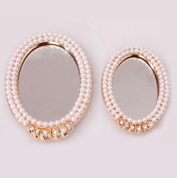 Make-up mirror Alloy Bling Crystal Metal DIY Phone Case Cover Deco Kit - White