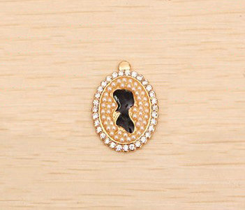 Pearl Beauty head Alloy Crystal Metal DIY Phone Case Cover Deco Kit - Gold