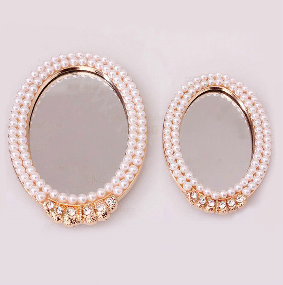 Pearl edge mirror Alloy Crystal Metal DIY Phone Case Cover Deco Kits - White