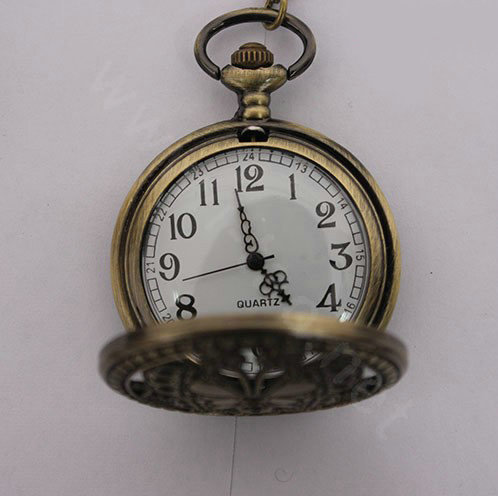 Retro Butterfly Pattern Bronze Pocket Watch Alloy DIY Phone Case Cover Deco Kit