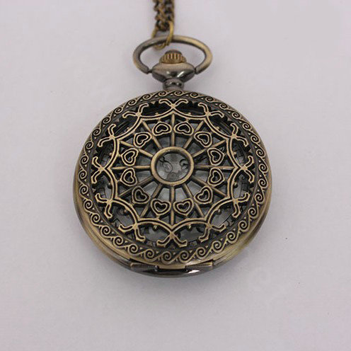 Retro Heart Pattern Bronze Pocket Watch Alloy DIY Phone Case Cover Deco Kit