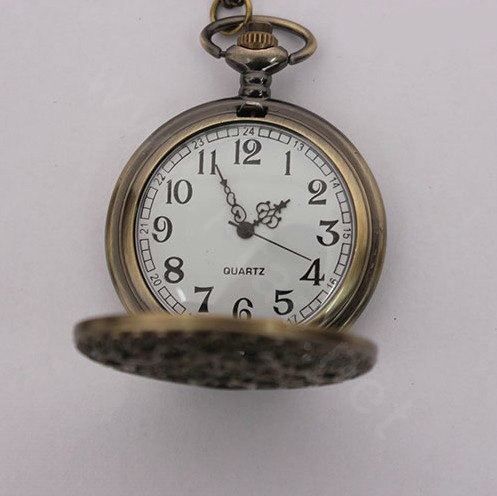 Retro Heart Pattern Bronze Pocket Watch Alloy DIY Phone Case Cover Deco Kit