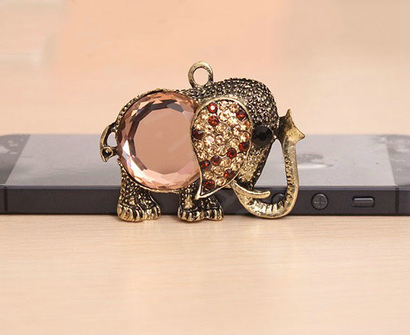 Retro elephant Crystal Alloy Metal DIY Phone Case Cover Deco Kit - Bronze