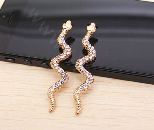 Snake Alloy Crystal Metal DIY Phone Case Cover Deco Kit - Gold