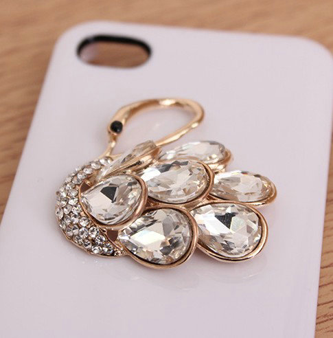 Swan Crystal Alloy Metal DIY Phone Case Cover Deco Kit - White