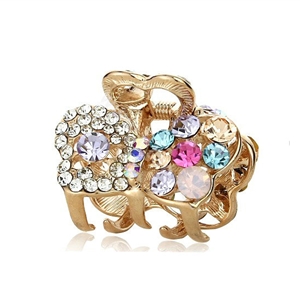 Hair Jewelry Crystal Rhinestone Bowknot Metal Hair Clip Claw Clamp - Multicolor