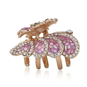 Hair Jewelry Crystal Rhinestone Butterfly Glaze Metal Hair Clip Claw Clamp - Purple