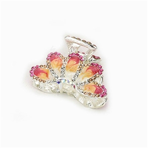 Hair Jewelry Crystal Rhinestone Glaze Metal Hair Clip Claw Clamp - Pink Yellow