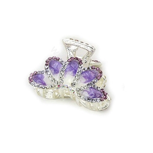 Hair Jewelry Crystal Rhinestone Glaze Metal Hair Clip Claw Clamp - Purple