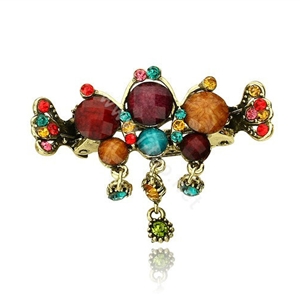 Hair Jewelry Crystal Rhinestone Vintage Metal Hair Clip Claw Clamp - Multicolor