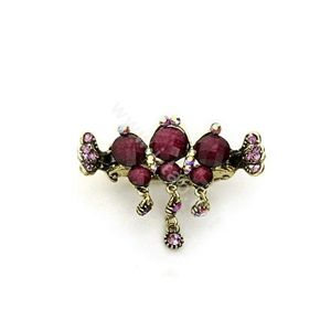 Hair Jewelry Crystal Rhinestone Vintage Metal Hair Clip Claw Clamp - Purple