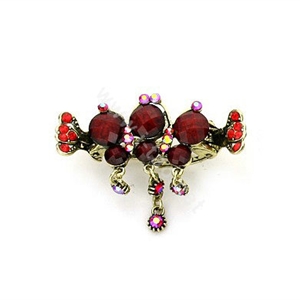 Hair Jewelry Crystal Rhinestone Vintage Metal Hair Clip Claw Clamp - Red