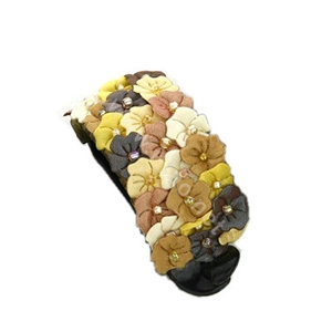 Hair Jewelry Fabric Flower Bead Rhinestone Hairpin Hair Claw Clip Clamp - Yellow