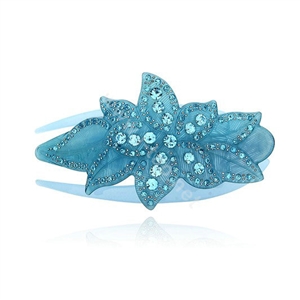 Hair Jewelry Rhinestone Crystal Flower Hairpin Hair Clip Claw Clamp - Blue