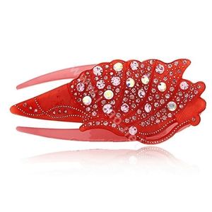 Hair Jewelry Rhinestone Crystal Ice cream Hairpin Hair Clip Claw Clamp - Red