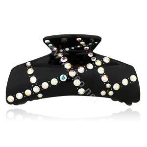 Hair Jewelry Rhinestone Crystal Resin Hair Clip Claw Clamp - Black