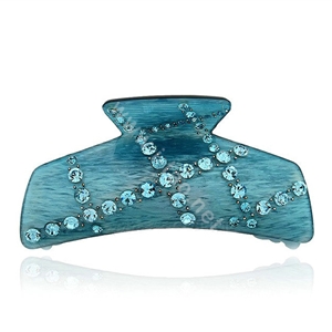 Hair Jewelry Rhinestone Crystal Resin Hair Clip Claw Clamp - Blue