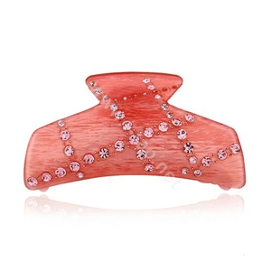 Hair Jewelry Rhinestone Crystal Resin Hair Clip Claw Clamp - Pink