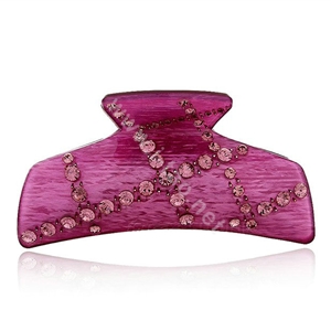Hair Jewelry Rhinestone Crystal Resin Hair Clip Claw Clamp - Purple