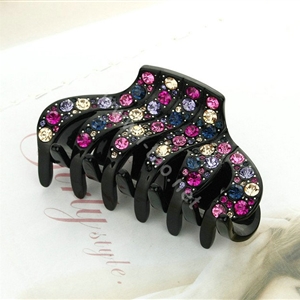 Hair Jewelry Rhinestone Crystal Woman Hair Clip Claw Clamp - Black