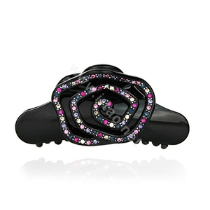 Hair Jewelry Ring Diamond Crystal Rhinestone Hair Clip Claw Clamp - Black