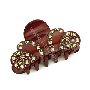 Hair Jewelry Sparkly Crown Crystal Rhinestone Hair Clip Claw Clamp - Coffee