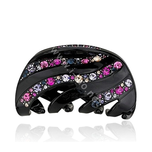 Hair Jewelry Sparkly Diamond Crystal Rhinestone Hair Clip Claw Clamp - Black