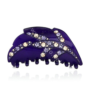 Hair Jewelry Tree leaf Rhinestone Crystal Hair Clip Claw Clamp - Purple