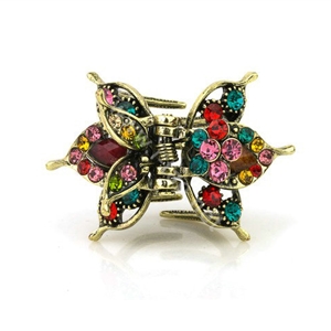Retro Hair Jewelry Rhinestone Crystal Metal Hair Clip Claw Clamp - Multicolor