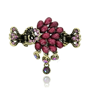 Retro Sparkly Crystal Peacock Metal Hair Barrette Clip Hair Claw Clamp - Purple