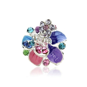Sparkly Crystal Flower Metal Rhinestone Hair Clip Claw Clamp - Multicolor