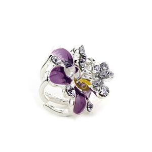 Sparkly Crystal Flower Metal Rhinestone Hair Clip Claw Clamp - Purple