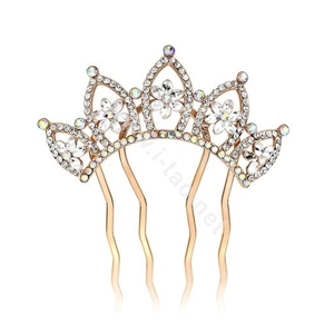 Hair Accessories Crystal Rhinestone Flower Crown Metal Hair Pin Clip Comb - White