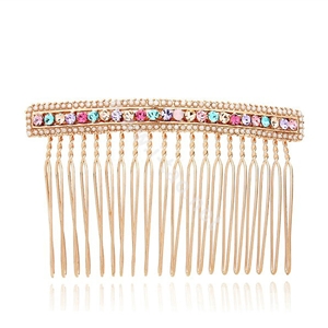 Hair Jewelry Crystal Rhinestone Metal Hair Pin Comb Clip - Multicolor