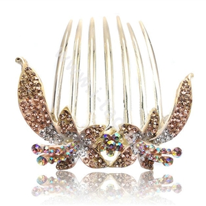 Hair Accessories Crystal Rhinestone Flower Alloy Hair Clip Combs - Champagne