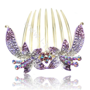 Hair Accessories Crystal Rhinestone Flower Alloy Hair Clip Combs - Puple