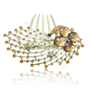 Hair Accessories Rhinestone Crystal Alloy Peacock Hair Pin Clip Combs - Coffee