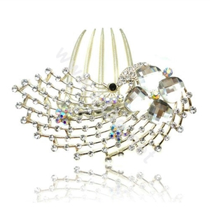 Hair Accessories Rhinestone Crystal Alloy Peacock Hair Pin Clip Combs - White