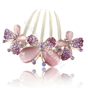 Hair Accessories Rhinestone Crystal Butterfly Alloy Hair Clip Combs - Purple