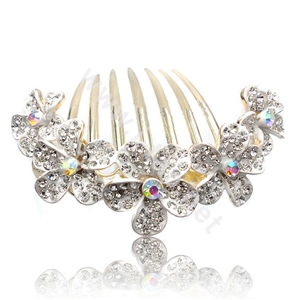 Hair Accessories Rhinestone Crystal Flower Alloy Hair Clip Combs - White
