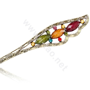 Retro Tassel Crystal Rhinestone Wing Hairpin Hair Clasp Clip Fork Stick - Multicolor