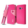 IMAK cross leather case Button holster holder cover for Samsung i759 i699 S7562i - Rose
