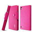 IMAK cross Flip leather case book Holster holder cover for Huawei P6 - Rose