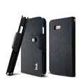 IMAK cross Flip leather case book folder Holster cover for HTC Desire 606w - Black