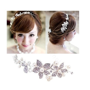 Wedding Bridal Jewelry crystal pearl headpiece headband floral hair accessories